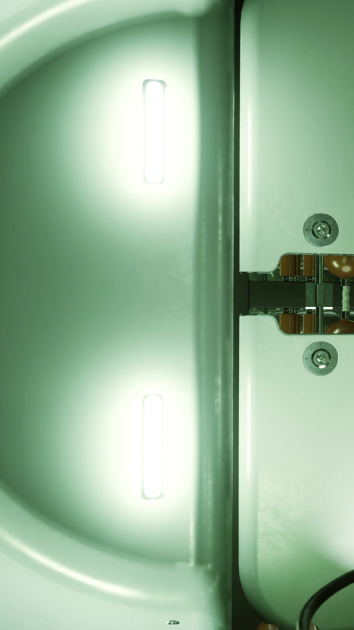 Door hinge mechanism in industrial setting during evening hours