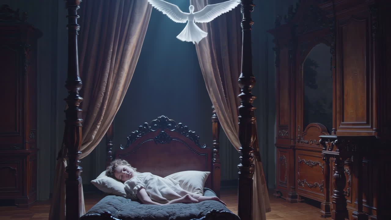 niño durmiendo con alas de ángel