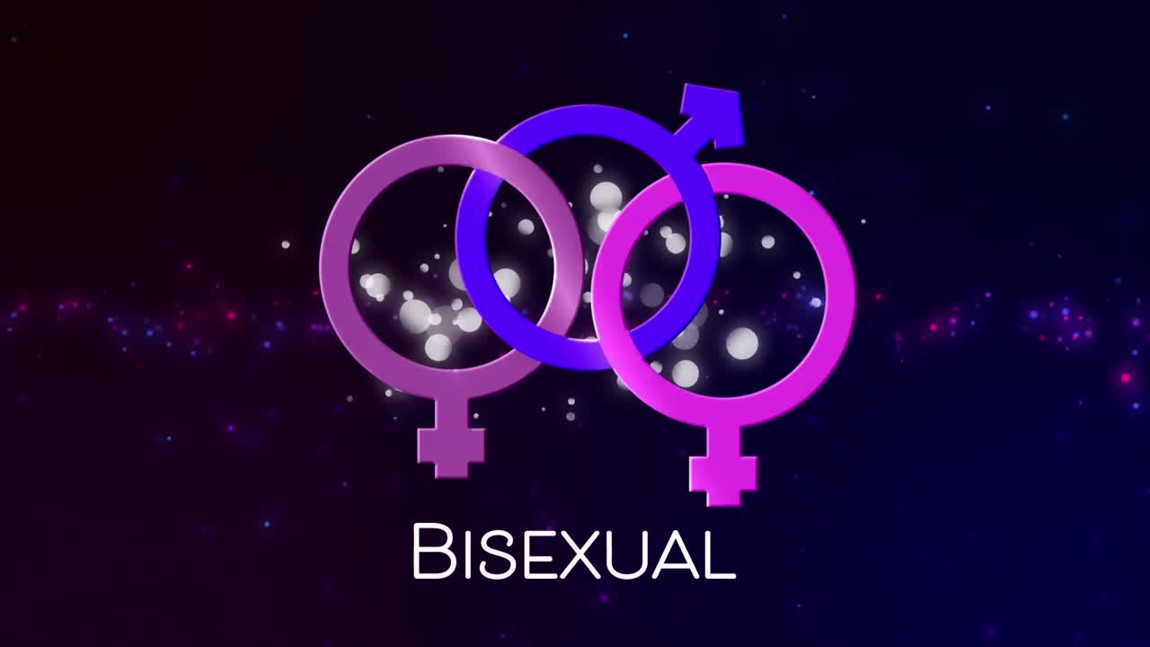 animación de un símbolo bisexual sobre un fondo negro