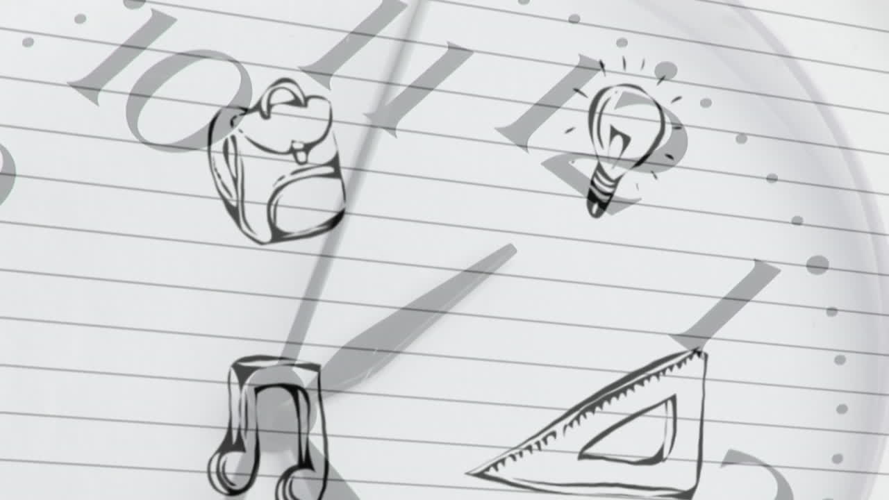 교육 아이콘의 애니메이션 시계 틱