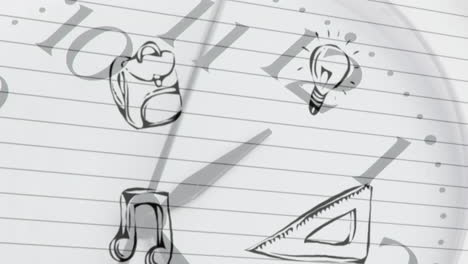 Animation of education icons over clock ticking