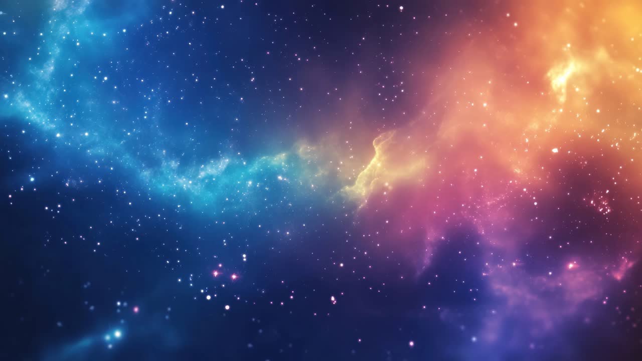 A mesmerizing cosmic scene with vibrant nebulae in blue and orange hues