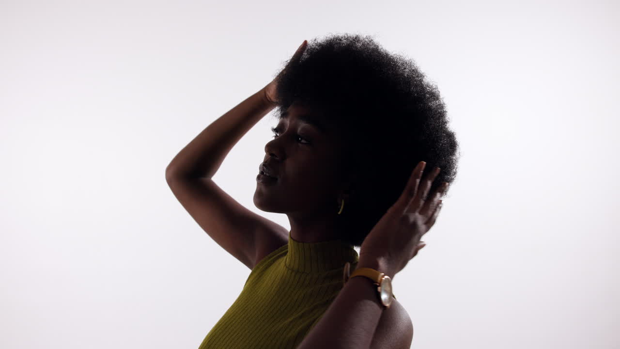Portrait of a beautiful woman with afro hair