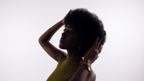 portrait of a beautiful woman with afro hair