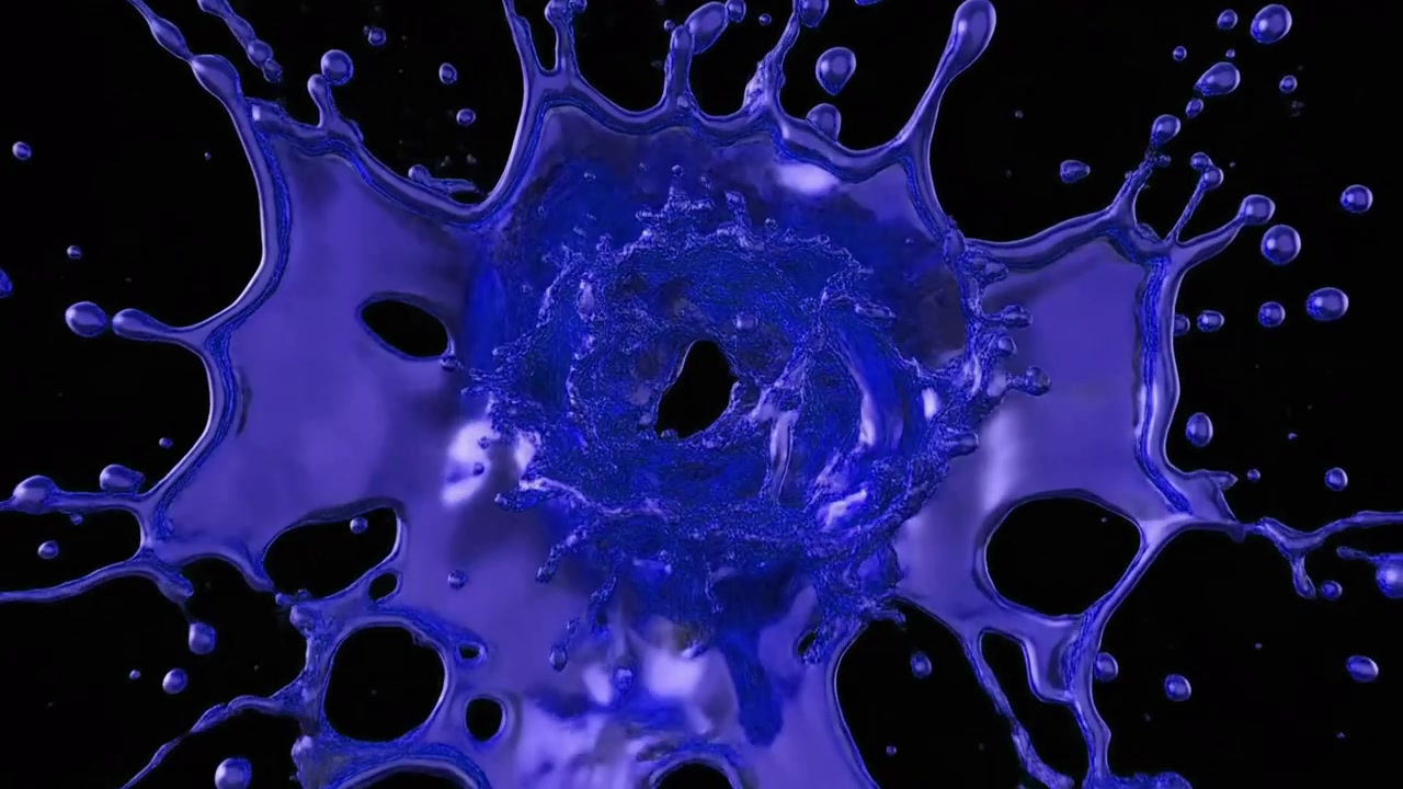 Blue Liquid Splash Against Black Background
