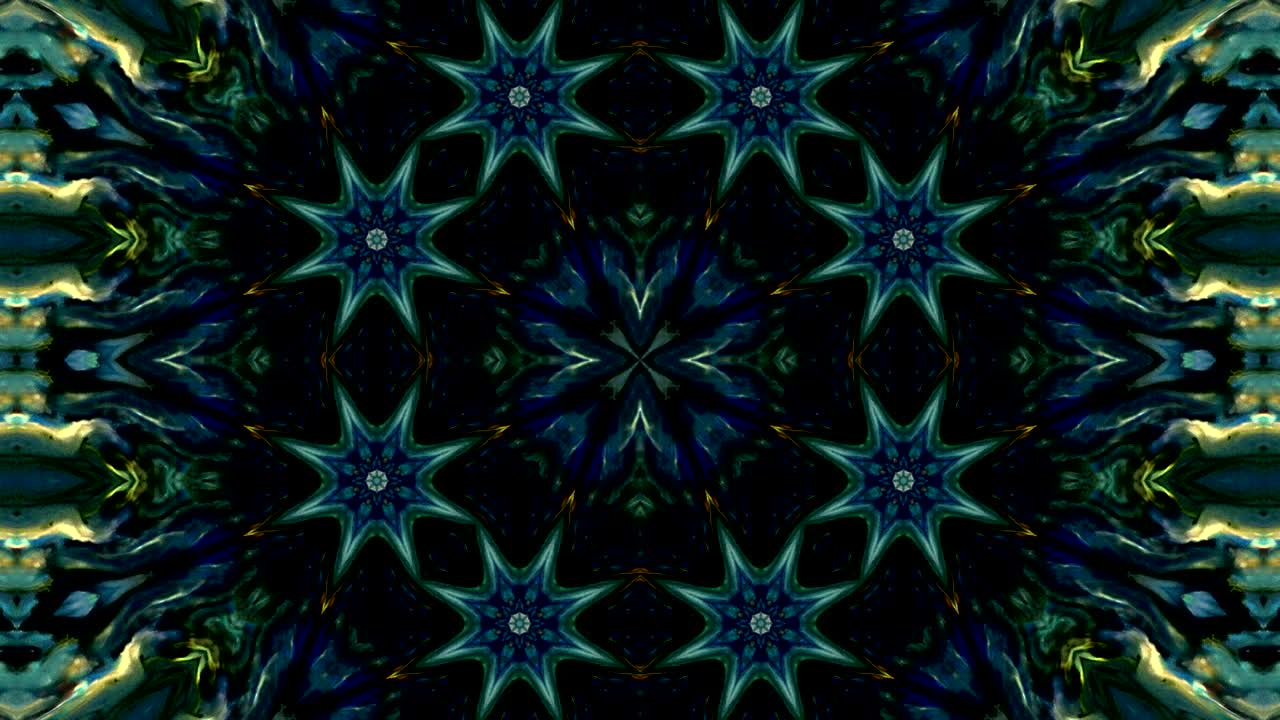 Abstract Paint Brush Ink Smooth Concept Symmetric Pattern Ornamental Decorative Kaleidoscope Movement Geometric Circle and Star Shapes