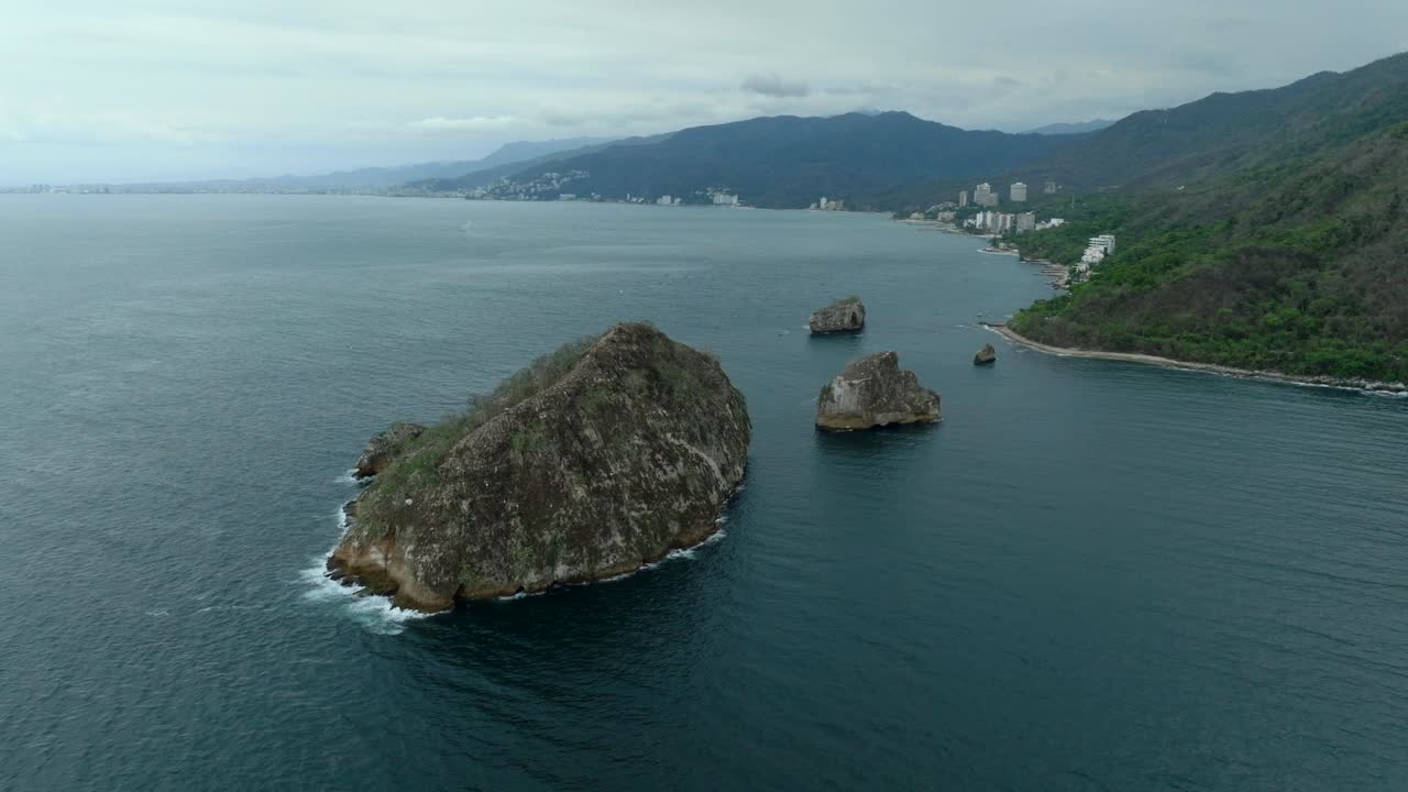 Los Arcos Marine National Park Near Mismaloya, Mexico - Aerial Drone Shot