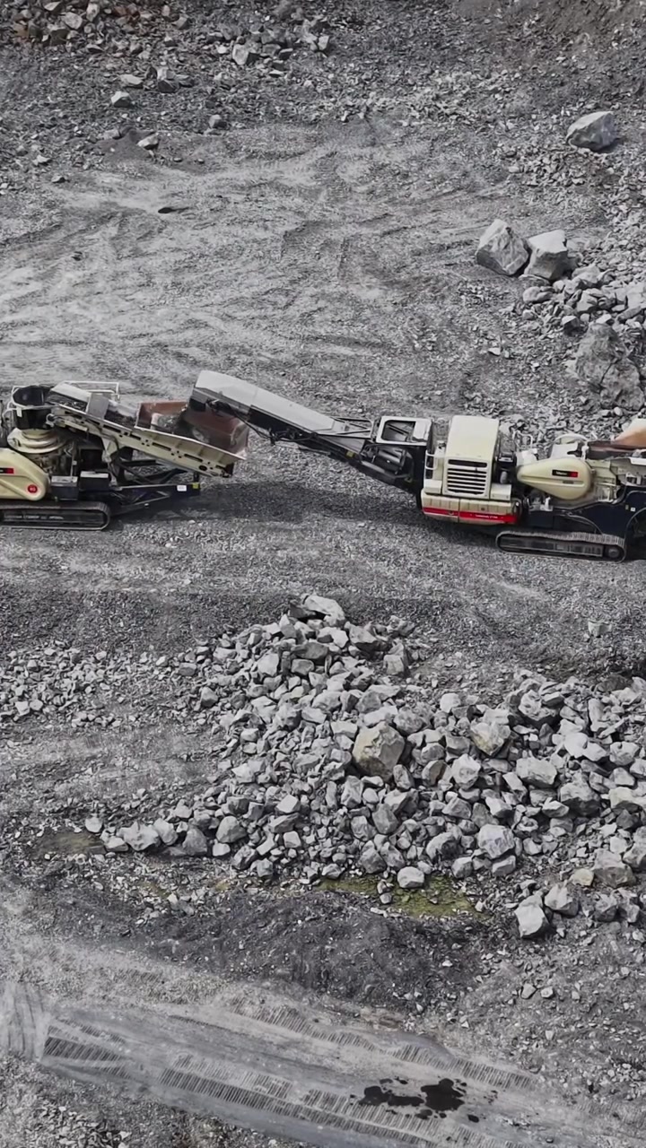 Scenic aerial landscape of quarry and surrounding forest