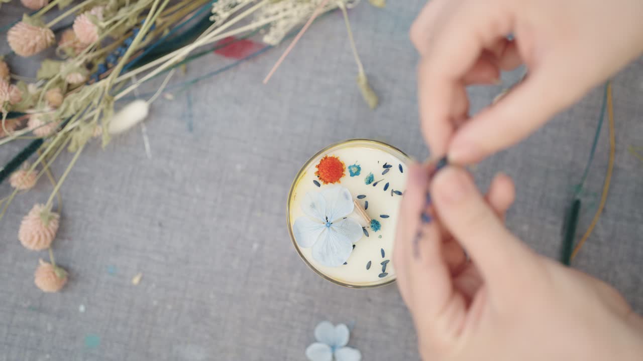 Handmade Candle with Dried Flowers
