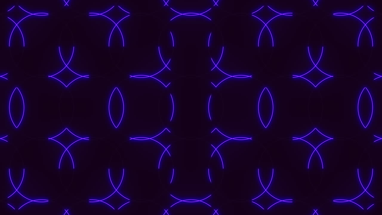 Filmato futuristico astratto di linee geometriche blu neon luminose che formano un motivo continuo su sfondo scuro, ideale come sfondo moderno per video musicali, eventi, set VJ e visual per palcoscenici.