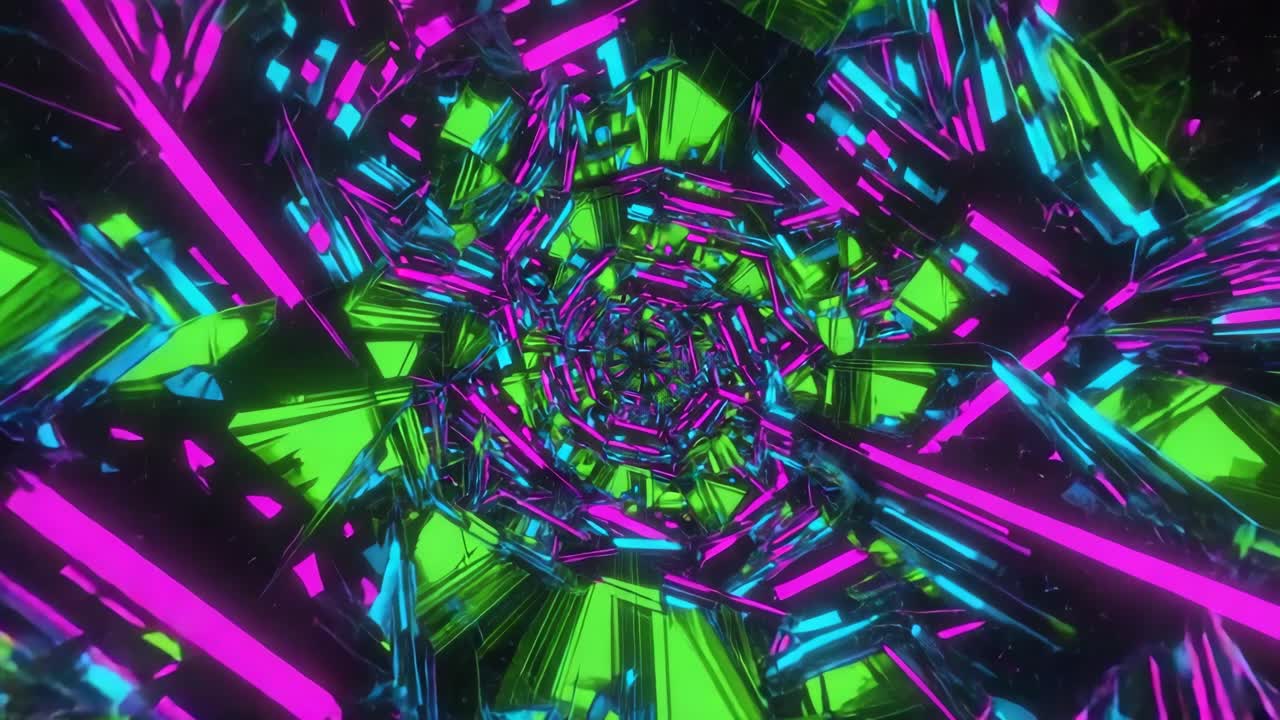 Abstraktní neonový křišťálový tunel