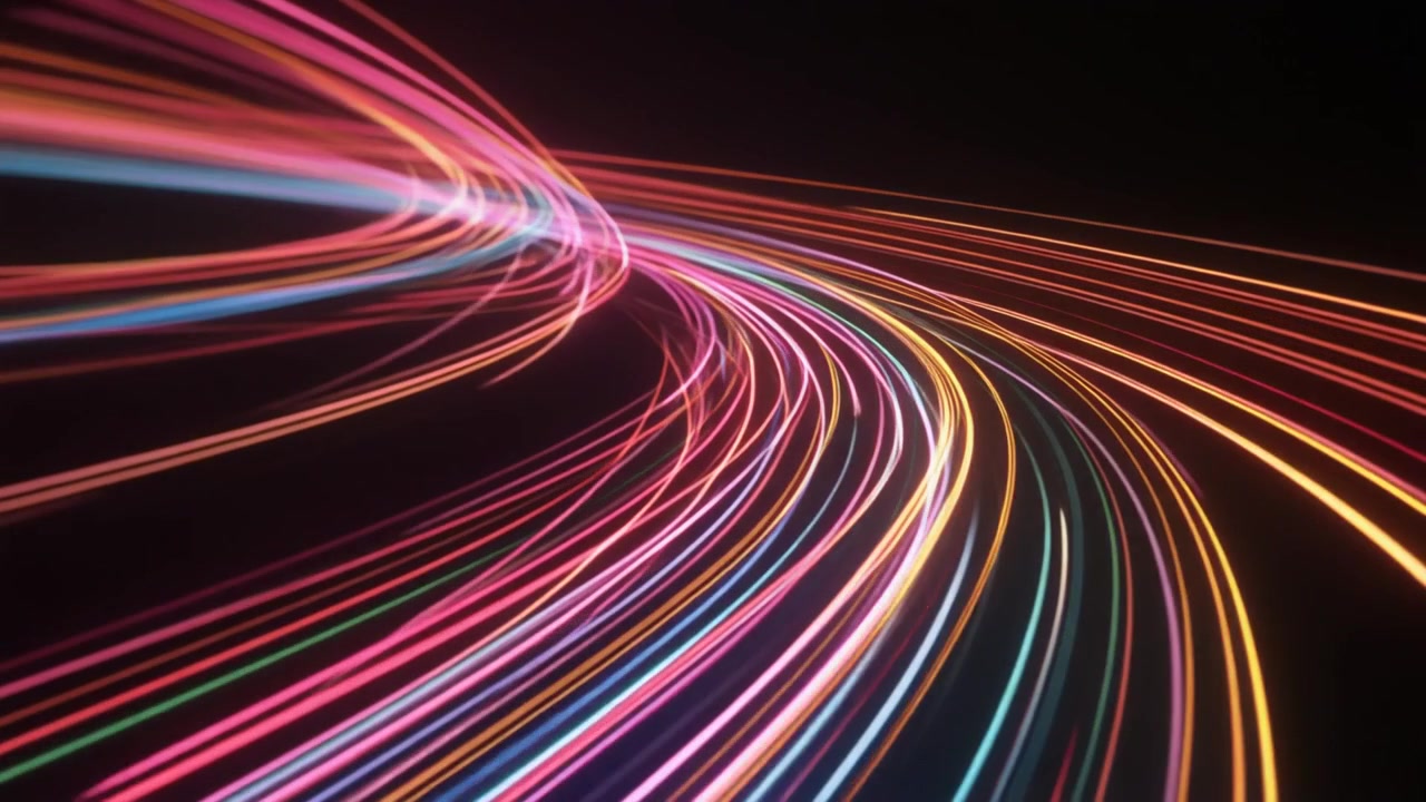 Sfondo animato astratto con scie luminose neon