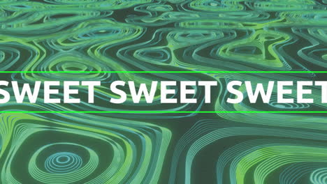 animación de dulce en texto blanco con cruces rosadas y rectángulo negro sobre líneas de contorno verdes