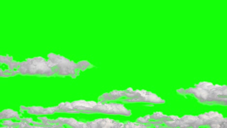 White-clouds-moving-viewed-from-below-with-green-background