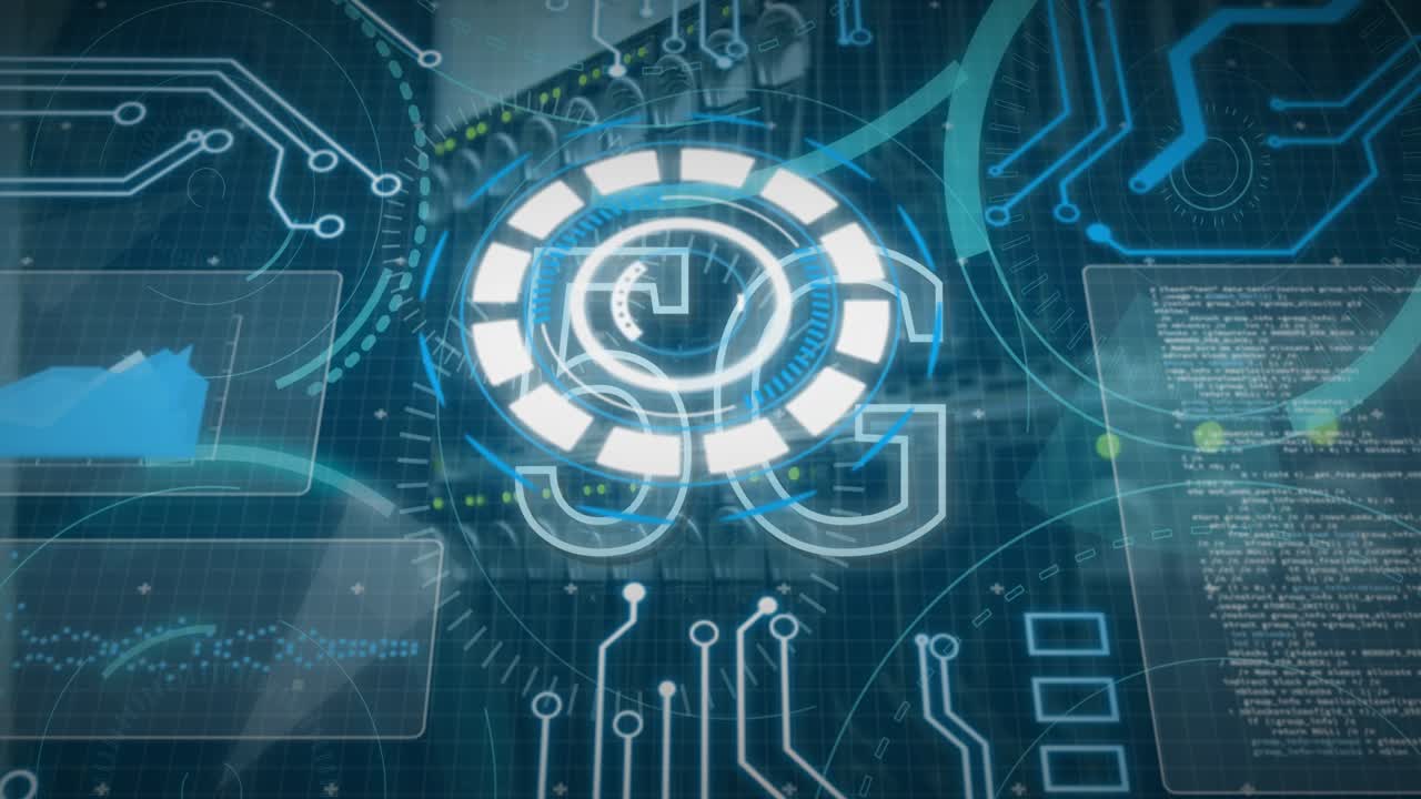 Animation of text with globe and network of connections