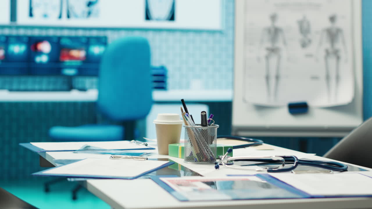 Doctor's Office Desk with Medical Supplies