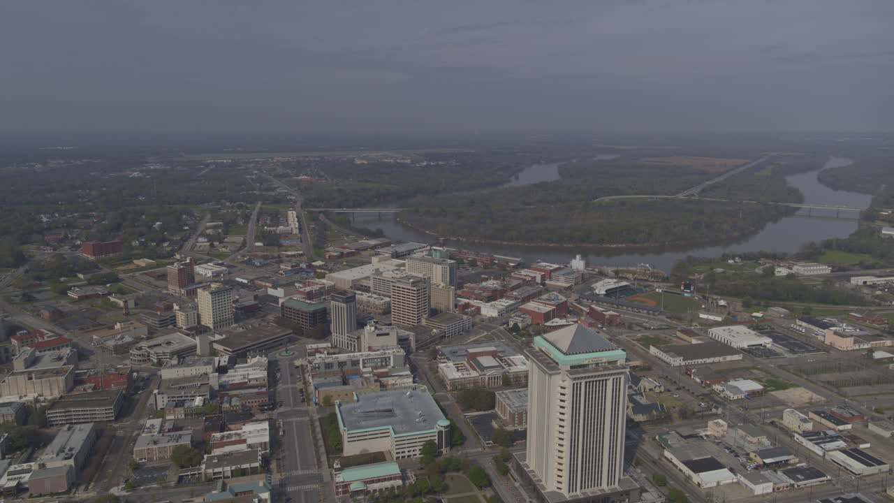 Montgomery Alabama Aerial v9 pull out reveal shot of downtown the capitol building gun island chute and dexter avenue - DJI Inspire 2, X7, 6k - March 2020