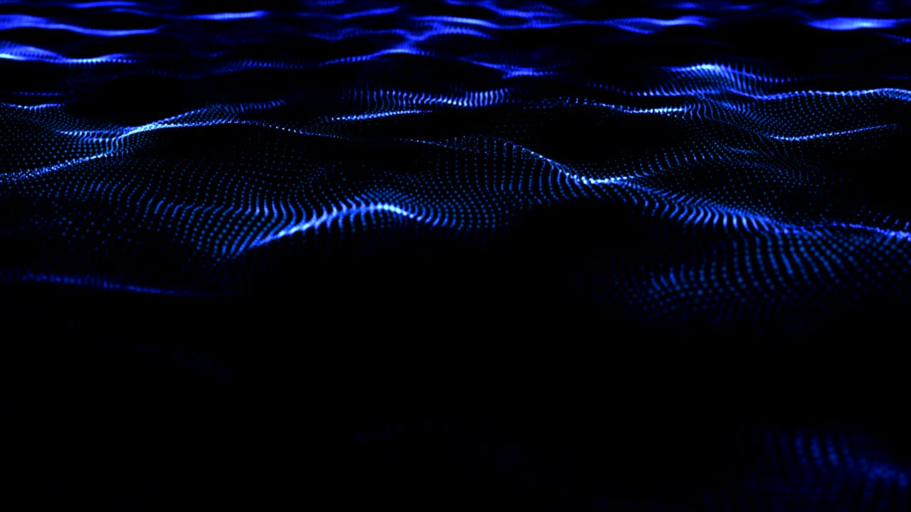 Dark Blue Wave Data Network as Particle System Loopable Background Video Animation.