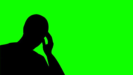 animation silhouette man headache or depression and circle waves animation greenscreen