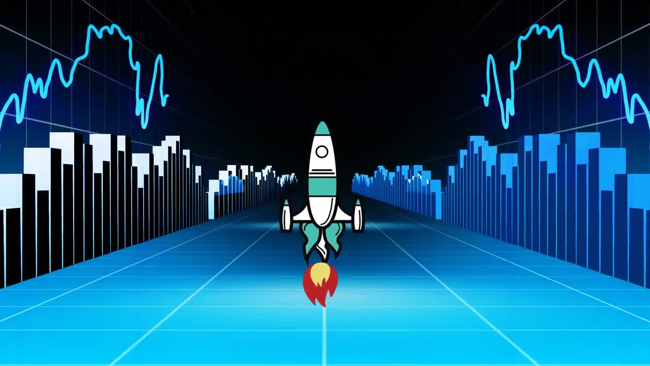 icono de cohete contra el procesamiento de datos financieros