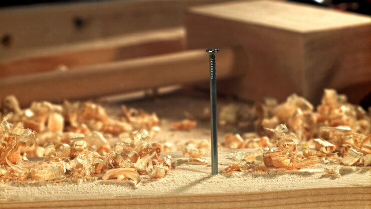 Hammering a Nail into Wood in Slow Motion