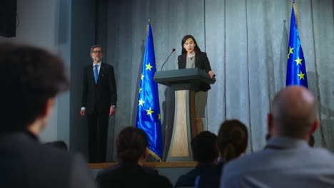 press conference featuring european union official