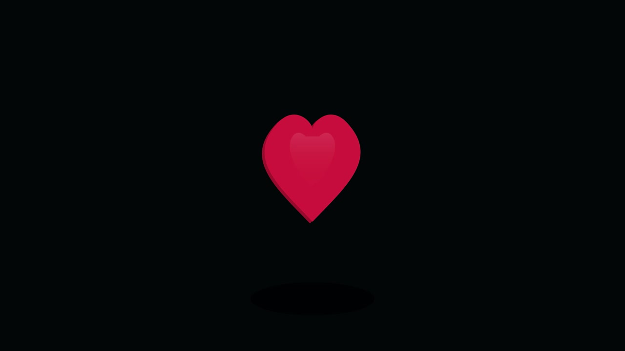 Animazione di cuore rosso rotante su sfondo nero
