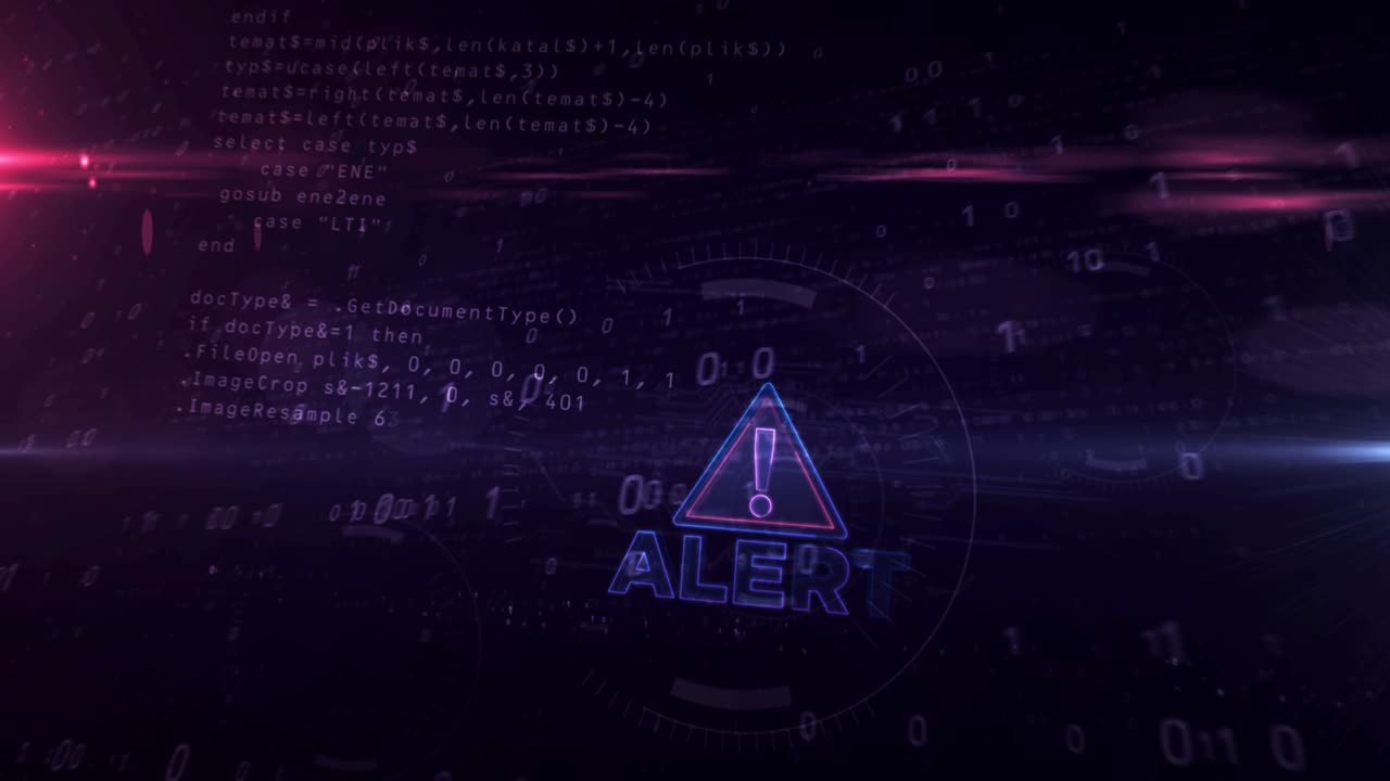 símbolo de alerta de seguridad abstracto animación de túnel en bucle