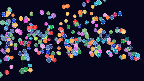 animación de la red de conexiones con iconos digitales