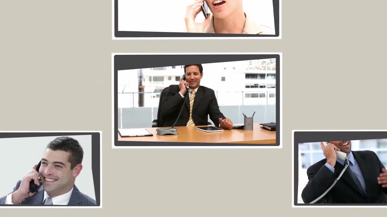 montaje de personas hablando por teléfono