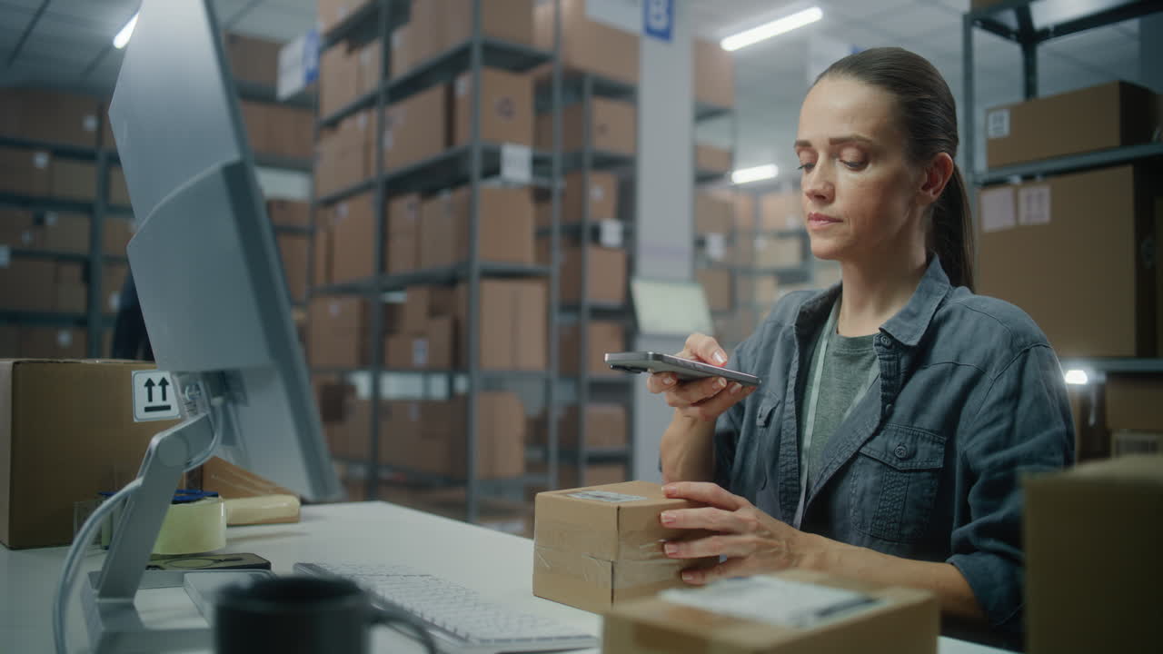 Warehouse Worker Scanning Packages