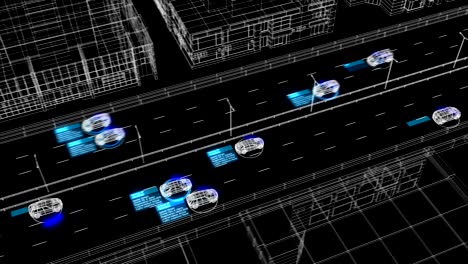identificación de vigilancia sistema abstracto ilustración del proceso de trabajo en la calle de la ciudad sin problemas. animación en bucle 3d del sistema de control analizando coches y conductores en la carretera