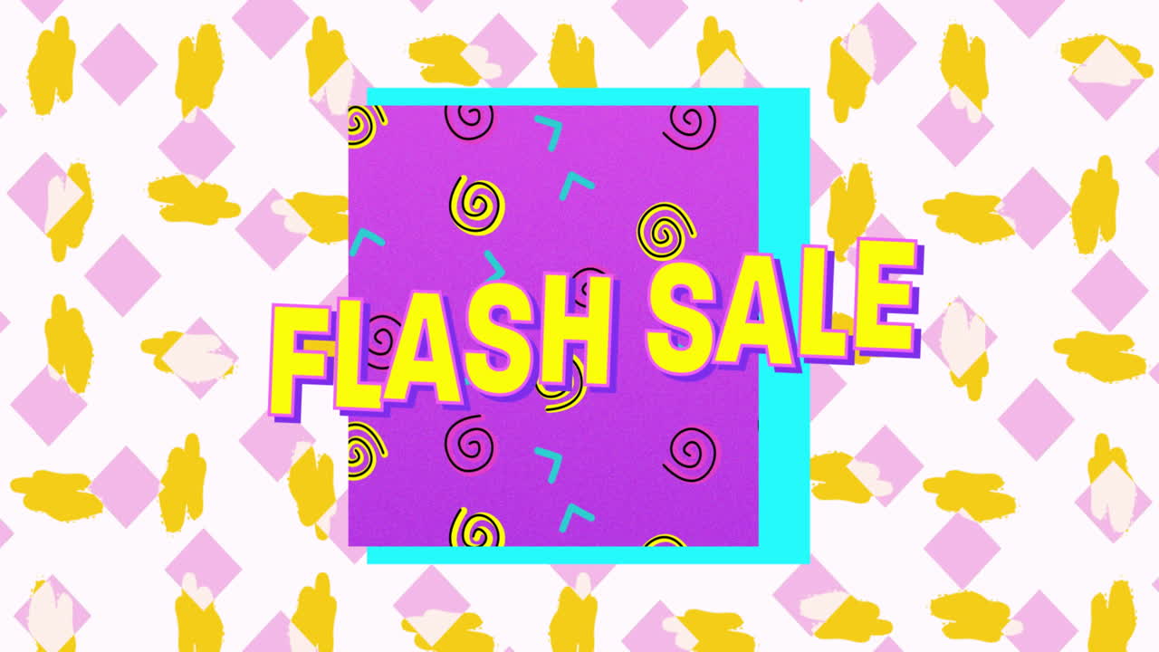 ⁇ 색 배경 에 추상적 인 다채로운 모양 을 배경 으로 보라색 배너 에 있는 플래시 판매 텍스트