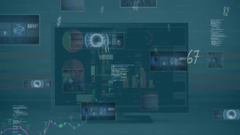 animación de la interfaz digital y el procesamiento de datos en pantalla.