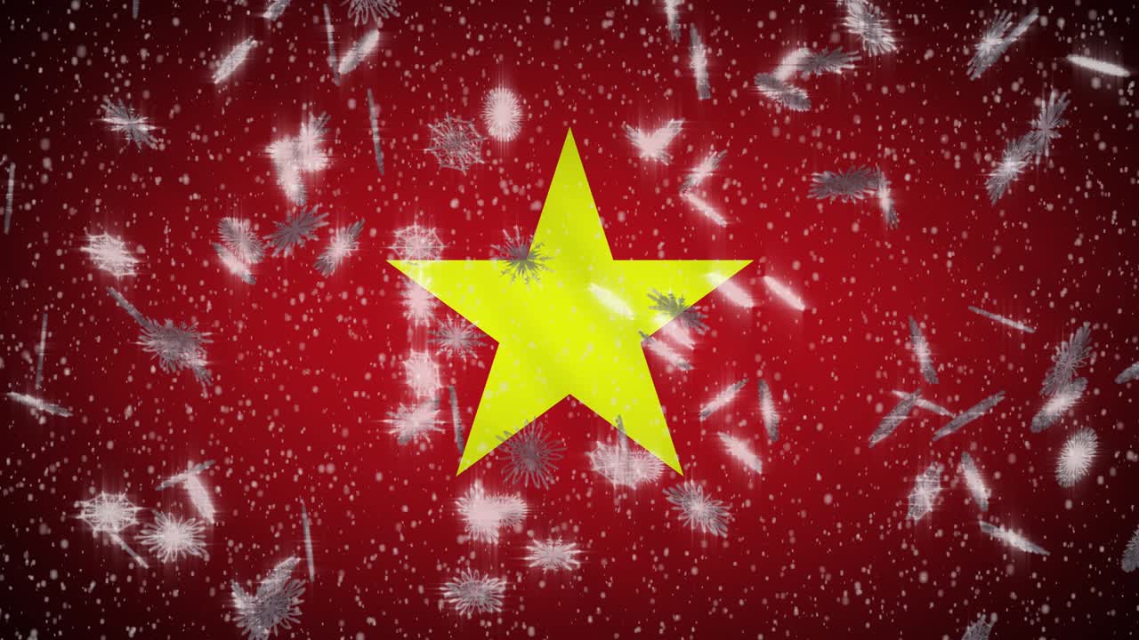 베트남 발이 눈을 고 새해와 크리스마스 배경으로 루프가 될 수 있습니다.