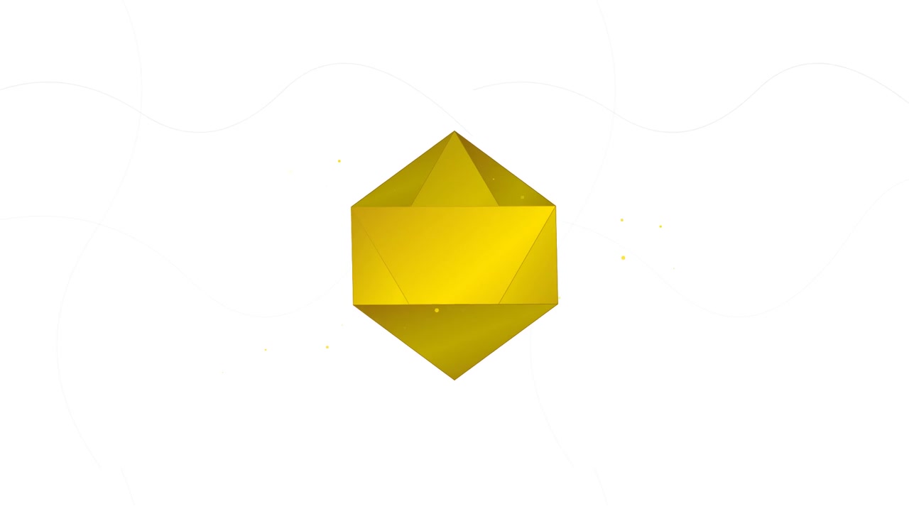 Rotating Golden Geometric Polyhedron on White Background