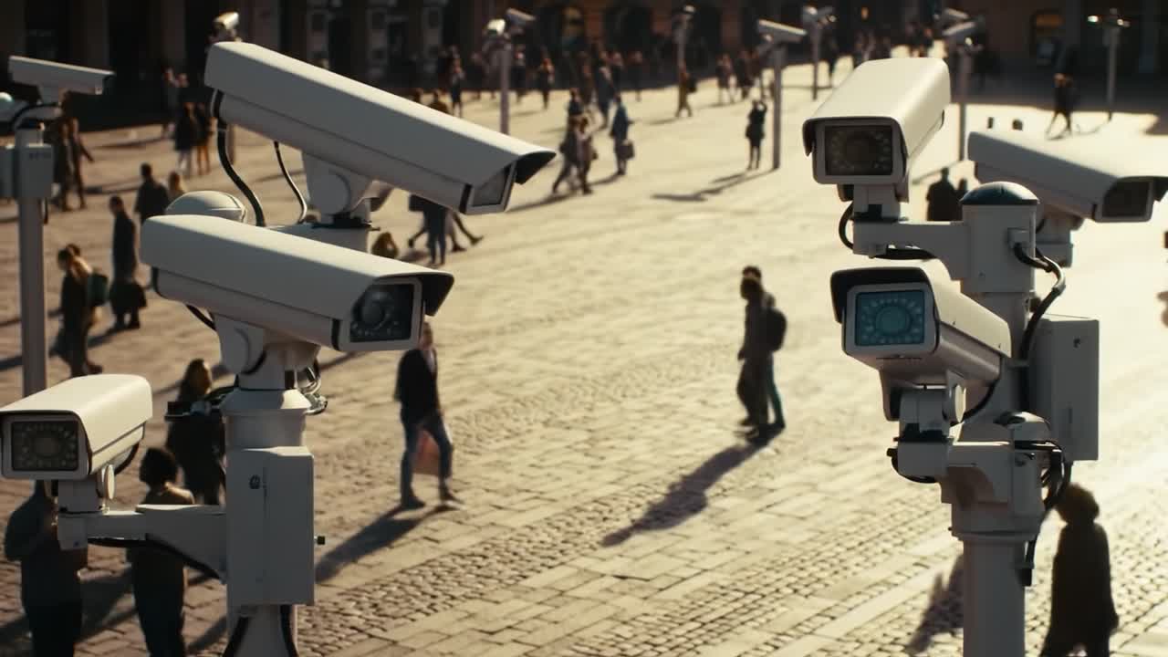 Surveillance Landscape: A Detailed Look at Security Cameras Monitoring Urban Crowd Dynamics and Public Spaces in Action