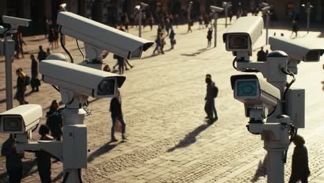 surveillance landscape: a detailed look at security cameras monitoring urban crowd dynamics and public spaces in action