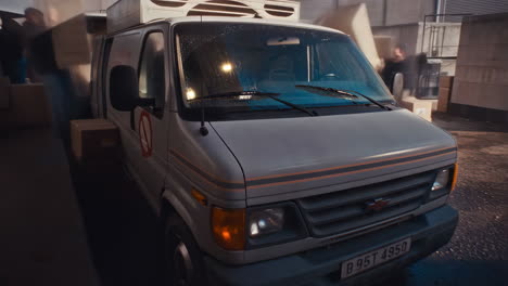 delivery van activity at a loading dock