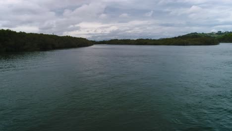 Aerial-view-over-Tweed-River-mangroves-and-green-areas,-Northern-New-South-Wales,-Australia