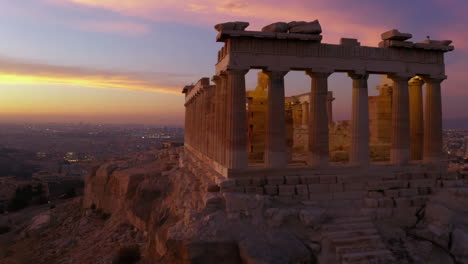 the parthenon on the acropolis in athens at sunset