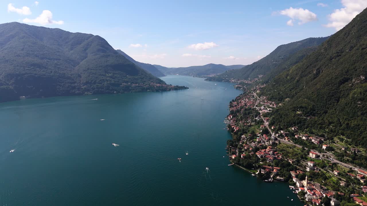 Small boats at the south west side of Lake Como, Italy