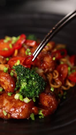 chicken stir-fry with noodles and vegetables