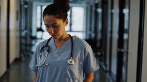 nurse in hospital corridor