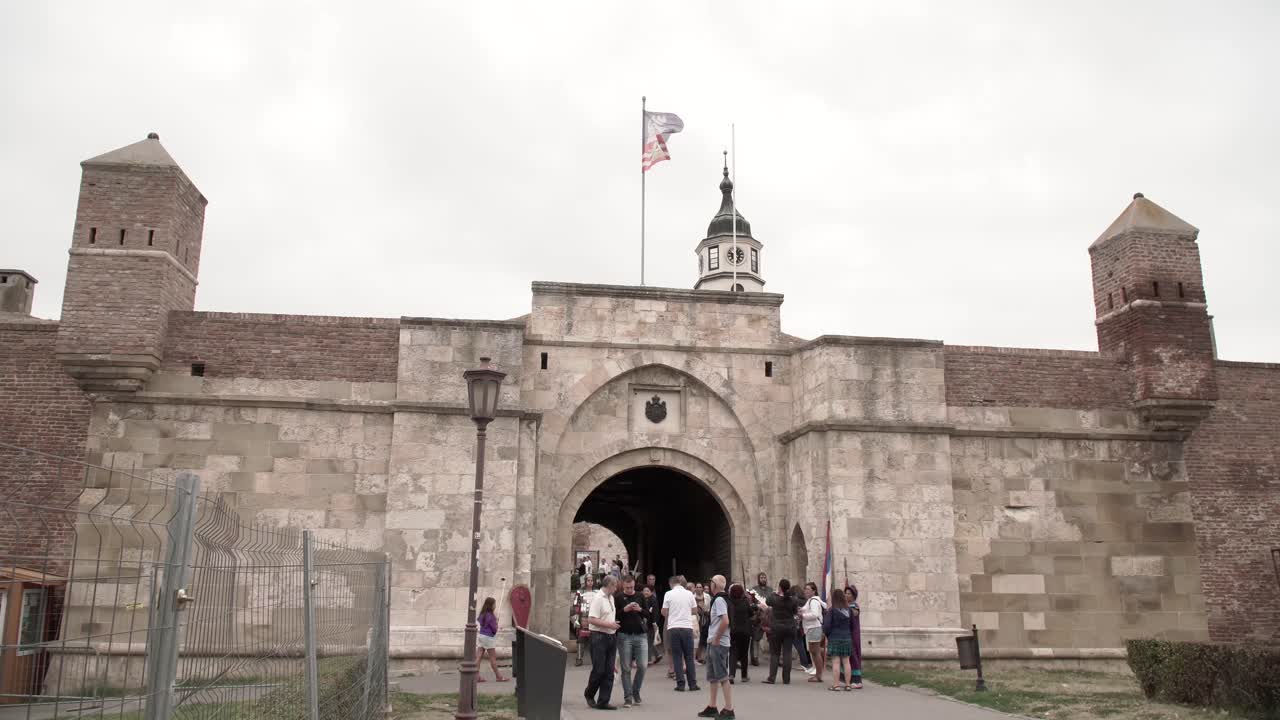 Crowded entrance to Belgrade Fortress in Serbia