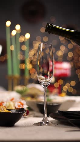 champagne toast at a festive dinner