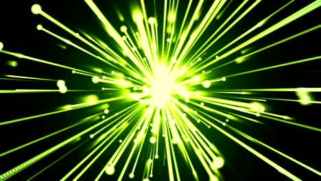 estallido de estrellas rayas de luz verde