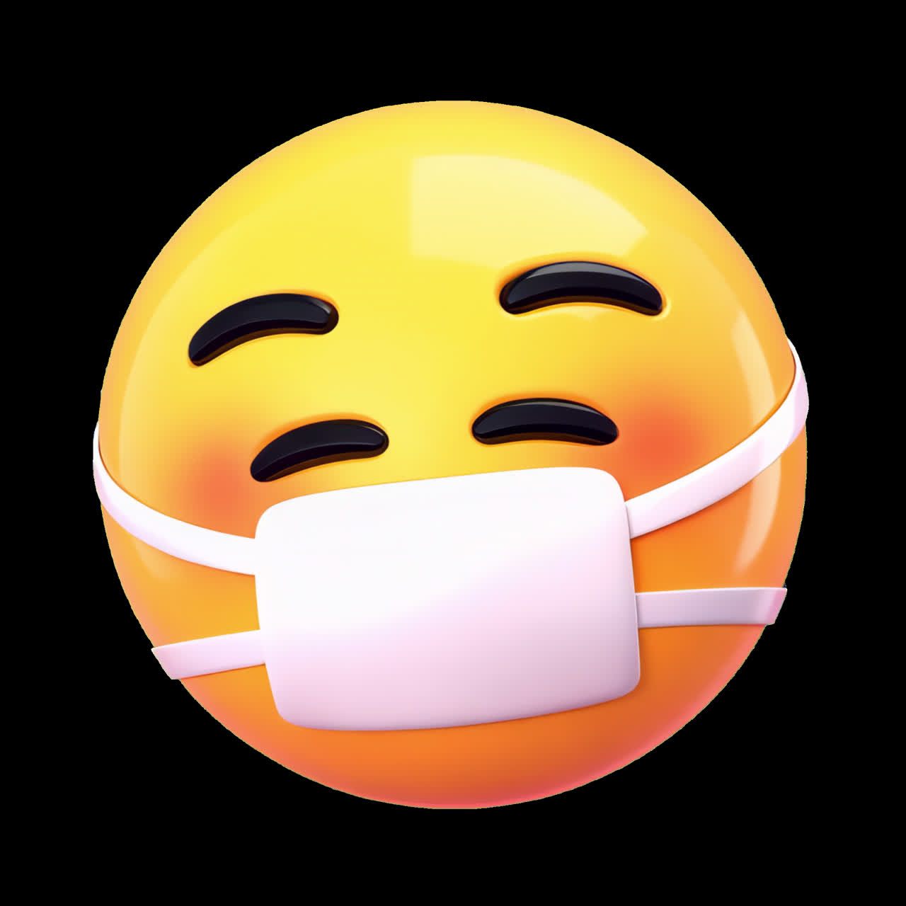 Masked emoji expressing safety animation isolated asset, transparent 4K video, alpha channel, ProRes