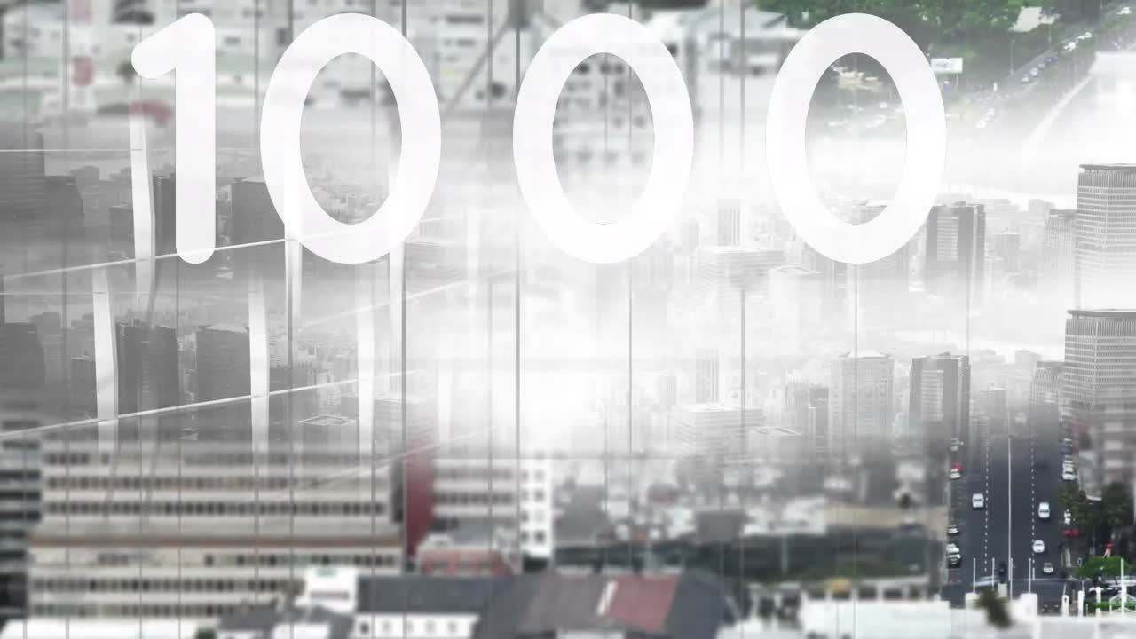 도시 풍경의 전망에 대한 증가하는 숫자의 디지털 구성