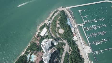 aerial view of coastal marina and resort